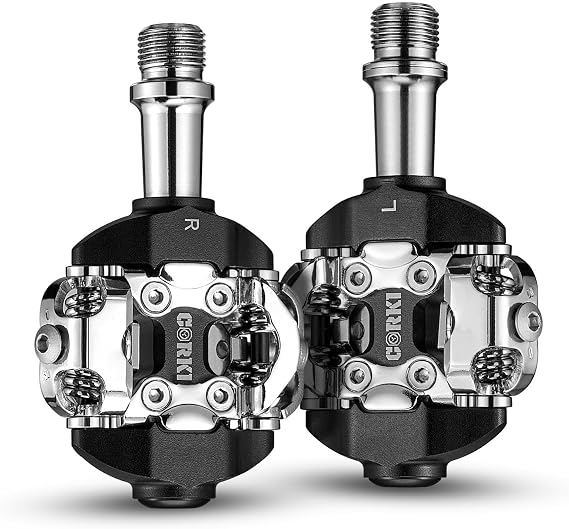Corki Cycles MTB SPD Clipless Pedals Bike Dual Sided Pedals Compatible with Shimano SPD Cleats
