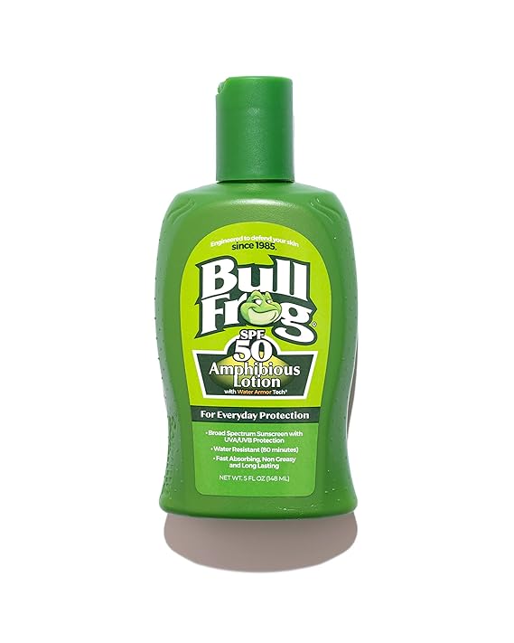 Bullfrog Sunscreen Amphibious Lotion SPF 50 | Oxybenzone & Octinoxate Free | Broad Spectrum Moisturizing UVA/UVB, 5oz... | body-sunscreens
