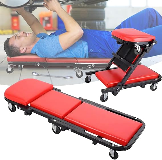 2-in-1 Folding Car Creeper & Mechanic Stool for Under Vehicle Repair