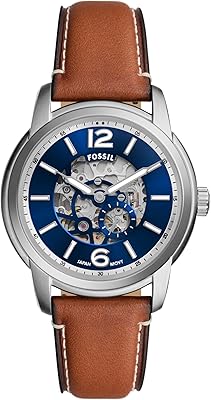 Fossil Mens Watch, Heritage Automatic Silver Stainless Steel Watch for Men