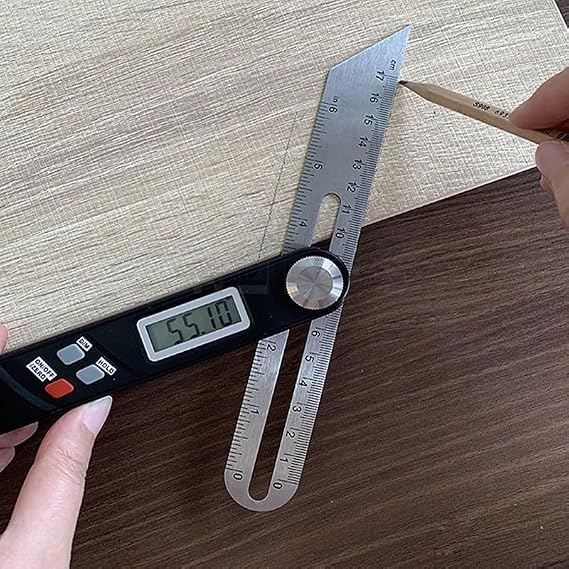 Digital Angle Finder Protractor, 0-360 Degree T-Bevel Gauge & Protractor with Horizontal Vertical Bubble & Full LCD Display for Woodworking, Metalworking, Construction