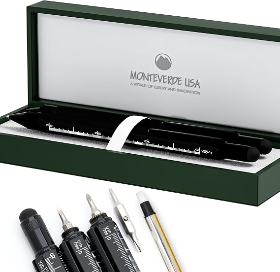 Monteverde One Touch Tool Set Ballpoint Pen with Stylus Black + Tool Pencil Original Multifunction Pen Set from the Exclusive Collection Ideal Gift for Professionals (MV35458)