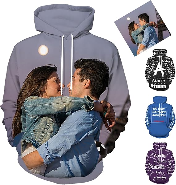 Custom Hoodies Design Your Own Picture Sweatshirts with Name Text Personalized Photo Hoodies for Men Women Couples