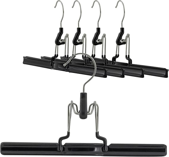 Mawa by Reston Lloyd Non-Slip Space-Saving Clothes Hanger with Clamp For Pants & Skirts, Style M/26, Set of 5, Black