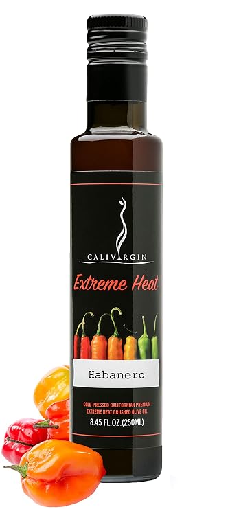 Calivirgin Habanero Olive Oil - Habanero Infused Extra Virgin Olive Oil - Cold Pressed Olive Oil - Habanero Flavored Olive Oil - No Preservatives, Organically Grown Olives - Gourmet Olive Oil - 250ml