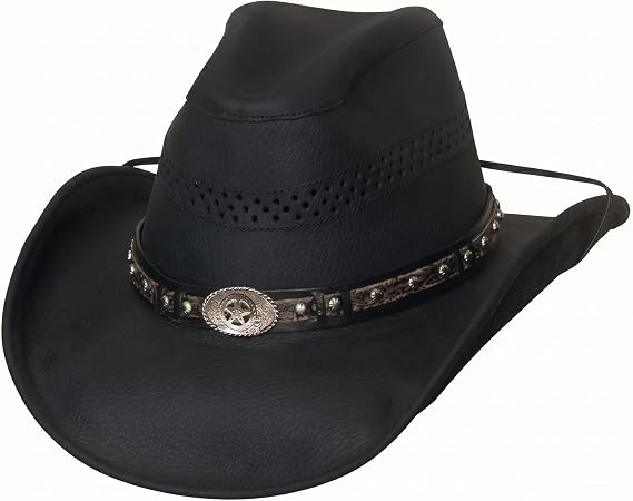 Leather Lakota Brim 3 3/8" Cowboy Black Hat