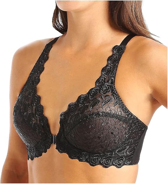 V VALMONT Women's Front Close Sexy and Lacey Cup Comfy Underwire Bra