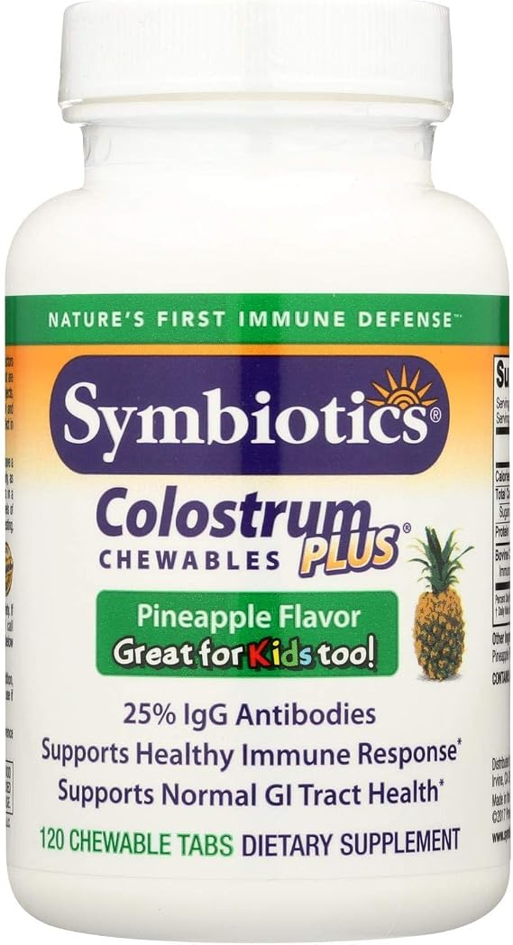 Naturade Symbiotics Colostrum Plus Chewables, Pineapple, 120 Chewable Tabs