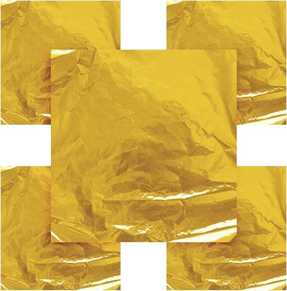 100pcs Foil Chocolate Wrappers,20x20cm Aluminum Candy Bar Wrapping Paper for Homemade Sweets,Baking & DIY Crafts(Gold)