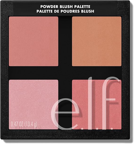 e.l.f. Cosmetics Powder Blush Palette, Four Blush Shades for Beautiful, Long-Lasting Pigment, Light
