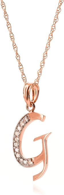Galaxy Gold GG 14K Solid Gold, Natural Diamond Initial "G" Pendant Necklace - April Birthstone, Stone of Eternal Love, 14-24 Inch, Fine Jewelry for Women