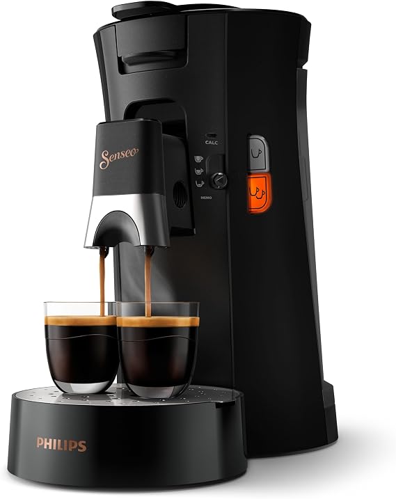 Philips Senseo Select Coffee Pod Machine 1 or 2 cups Coffee Boost Crema Plus memo function height-adjustable spout 0.9 L (CSA240/60)