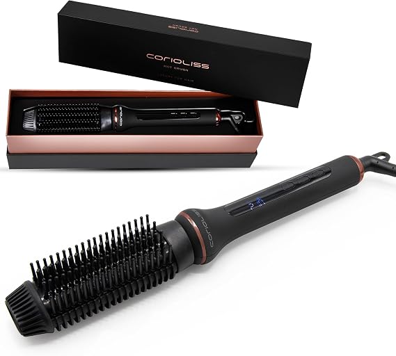 Corioliss Electric Hair Straightening Brush Hot Brush Antifrizz Temperature Control 80o to 210o Ionic Ceramic Automatic Switch Off