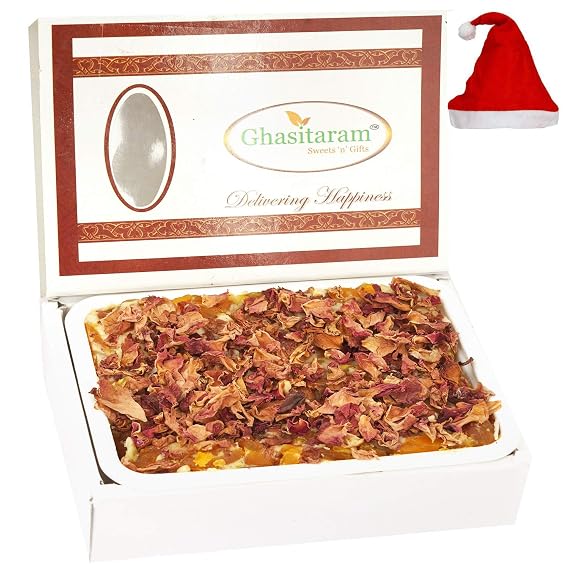 Ghasitaram Gifts Christmas Gifts - Mango Chocolate Rose Petal Mithai Cake