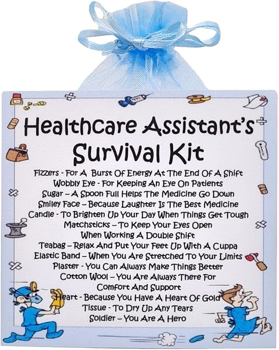 Healthcare Assistant's Survival Kit ~ Fun Novelty Gift & Greetings Card Alternative | Birthday Present | Thank You | Healthcare Assistant Gifts | Personalised Keepsake for a Healthcare Assistant
