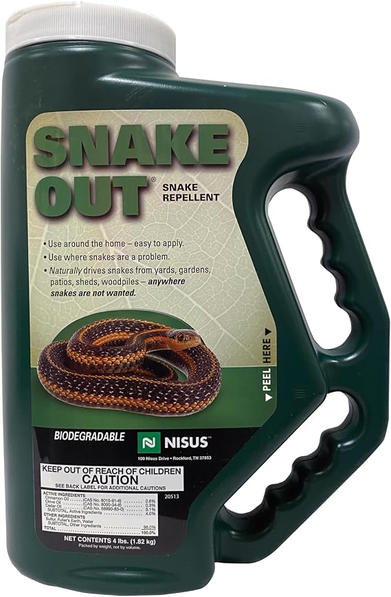 Nisus Snake Out Snake Repellent, Biodegradable, 4 lbs | Safe for Pets and Children, Easy Application for Yards, Gardens, and Sheds