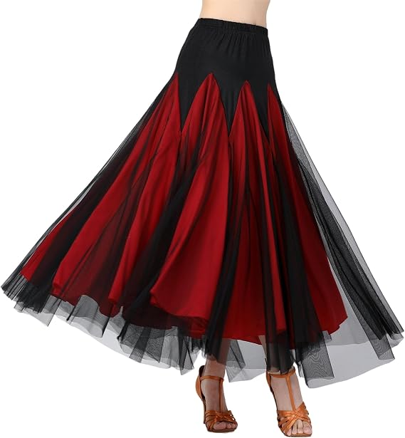 Female Ballroom Swing Skirt - Modern Dance Performance Skirt with Gradient Color, Long