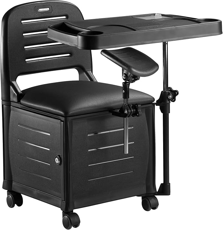 DOMPEL Manicure Chair Veneza | Portable Nail Table for Nail Tech Desk | Removable Nail Table with Organizer and Footrest for Pedicura Station | Model 755PM