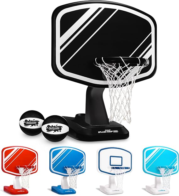 GoSports Splash Hoop PRO Pool Basketball Game Modern Poolside Basketball Hoop with Backboard, Ball & Pump Swimming Pool Basketball Hoop for Inground & Above Ground Pools