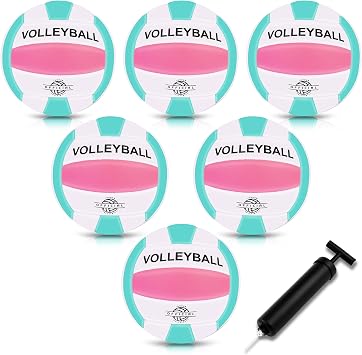 EVZOM 6 Pack Volleyballs Soft Beach Volleyball Official Size 5 for Outdoor/Indoor/Pool/Gym/Training Premium Volleyball Durability Stability Sports Ball with Pump