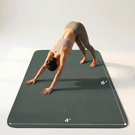 Large Yoga Mat 6'x 4'(72x 48)1/4" &1/3" Extra Wide Exercise Mat 183cm x 122cm Large Exercise Mat Big Home Yoga Mat Pilates Mat,Non Slip,Thick,TPE Workout Mat,for Women & Men, Yoga, Pilates, Gym and Floor Workouts Pilates