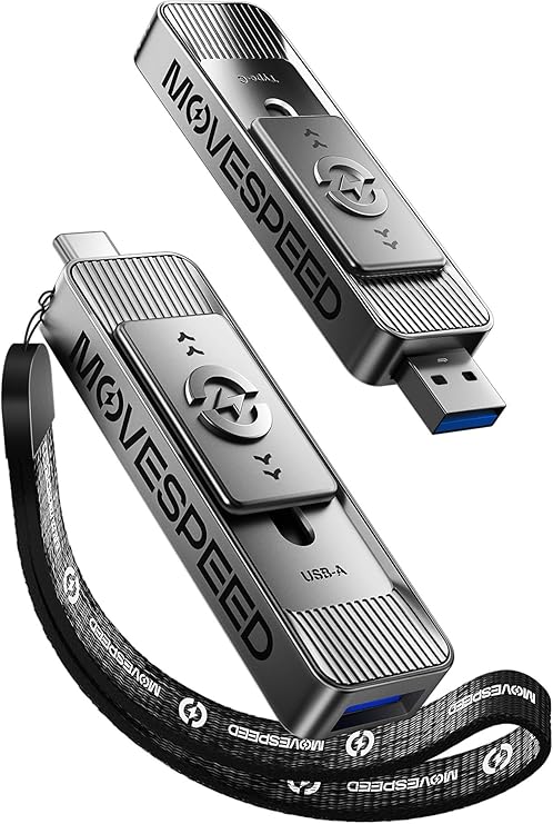 MOVE SPEED 1TB 1050MB/s Thumb Drive, Dual USB 3.2 & Type-C Ports USB Drive for iPhone 17 Mac, iPad, Android- Ideal for Creators, Photographers, Fast File Transfer