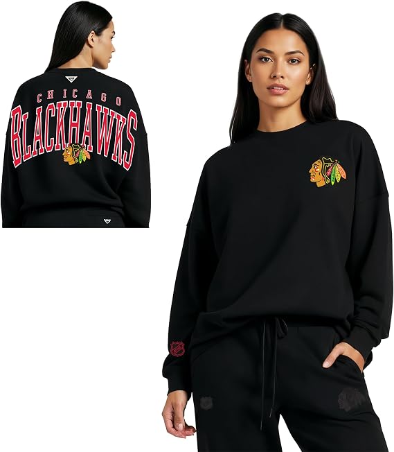 GAME 7 NHL Womens X NHL Women's Officially Licensed Long Sleeve Crew Neck Cotton T-Shirt