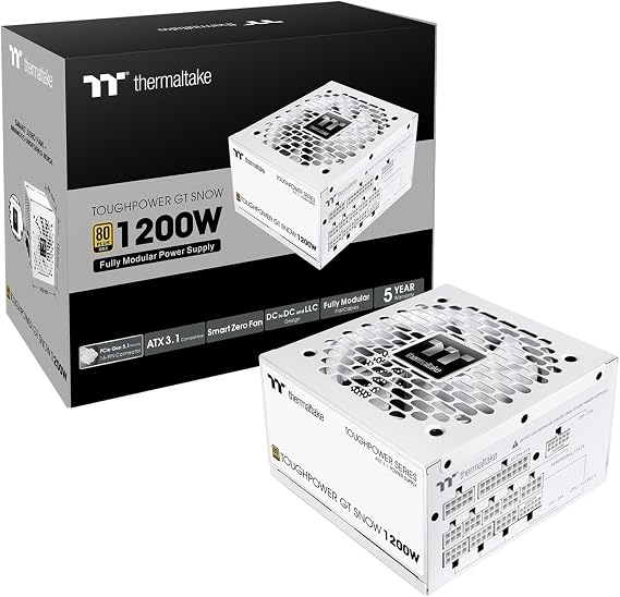 Thermaltake TOUGHPOWER GT/1200W ATX 3.1 Snow/PCI Express 5.1 Support 80PLUS GOLD PC Power Supply Unit White PS-TPT-1200FNFAGJ-W PS1617