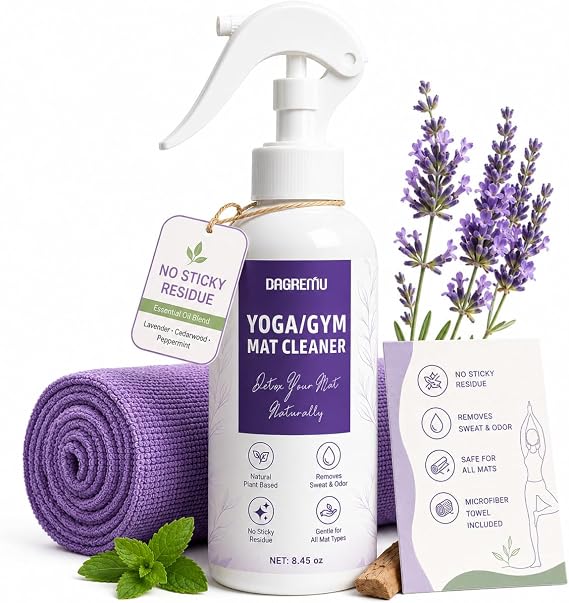 Yoga Mat Cleaner Spray - Powered By Essential Oil, Removes Sweat & Odor