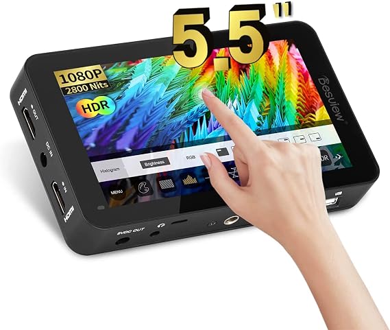 Desview R6 Camera Field Monitor 5.5inch Touchscreen Monitor, UHB 2800nits 1920x1080 IPS 4K HDMI with 3D LUT HDR Waveform Vectorscope False Color Zebra for DSLR & Mirrorless