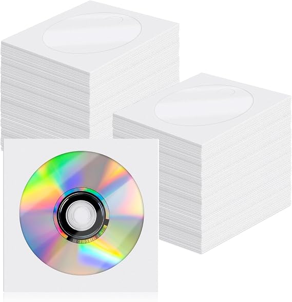 200 Pack Paper CD DVD Sleeves, White