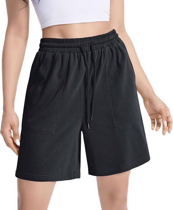 Women Cotton Drawstring Sweat Shorts, Summer Casual Athletic Lounge Shorts | Loose Relaxed Fit Drawstring Waist, Lightweight Summer Shorts Great For Running, Gym Workouts, Yoga And Daily Home Loungewear