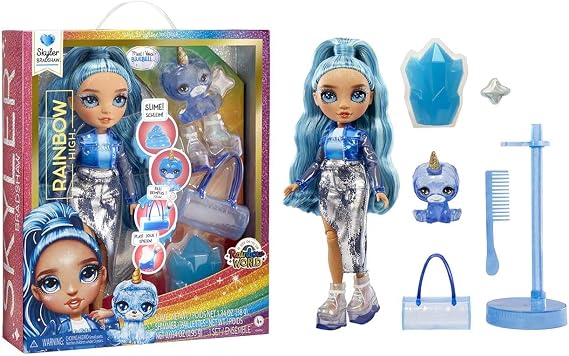 Rainbow High Fashion Doll with Slime & Pets - Skylar Blue - 28cm Shimmer Doll with Glitter Slime Magical Pets and Fashion Accessories - Kids Toys - Perfect for Ages 4-12