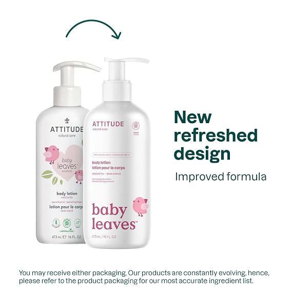 ATTITUDE Baby Lotion, EWG Verified Moisturizer, Dermatologically Tested Moisturizing Cream, Vegan and Cruelty-Free