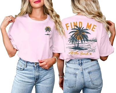 Tropical Hawaiian T Shirt Women Beach Vacation Back and Front Coconut Tree Graphic Tee Summer Travel Short Sleeve Top