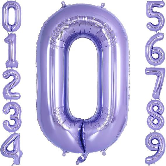 Purple Number 0 Balloon 40 Inch, Big Large Foil Helium Number Balloons, Giant Mylar Number 0 Balloons for Birthday Party Decorations Supplies Anniversary
