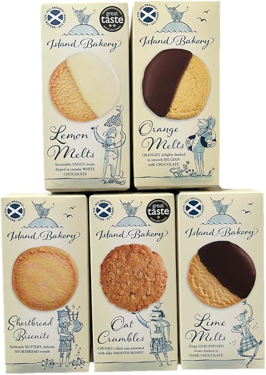 Speciality Biscuit Bundle. 5 packs of 125g and 133g Speciality Island Bakery Biscuits (Lime Melts, Lemon Melts, Oat Crumbles, Orange Melts and Shortbread)