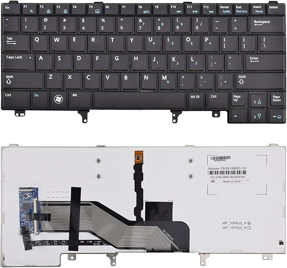 Replacement Keyboard with Backlit Compatible with Dell Latitude E5420 E5430 E6220 E6320 E6330 E6420 E6430 E6440 Series US Layout Black (Without Pointer Stick)
