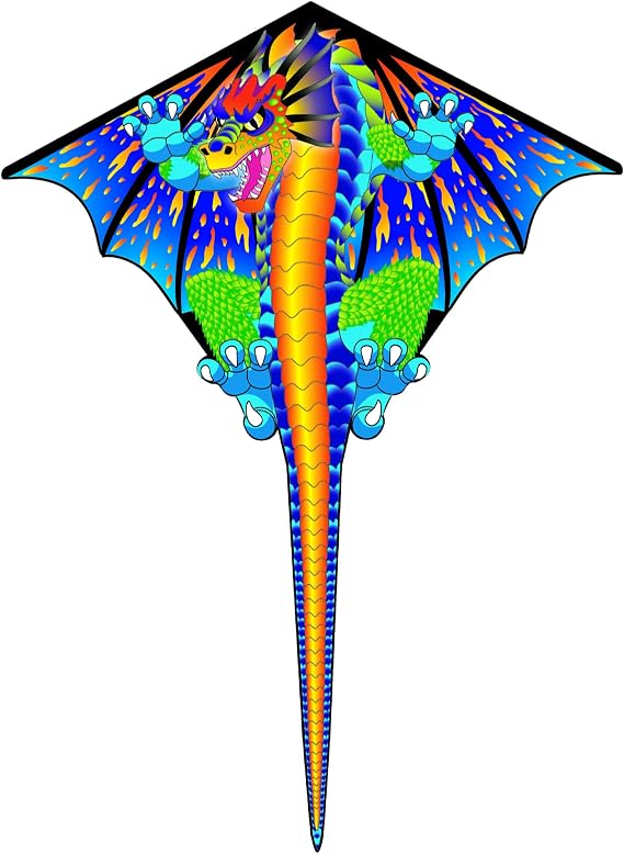X Kites DLX Deluxe Diamond Kite with FancyTails - Turtle, Butterfly, Unicorn, Dragon, and Flamingo