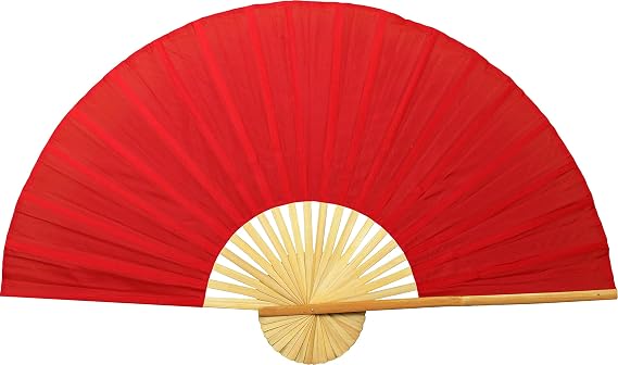 Solid Color Folding Wall Fan Decor Art, 60 inch wide, Red | Unpainted
