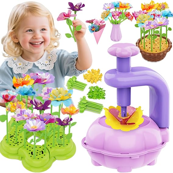FUNZBO Girls Toys - Flower Bouquet Craft Kits, DIY Arts and Crafts Supplies | Flowers Making Toys for Kids , Birthday Gifts for 6 7 8 9 10 11 12 Year Old Boys & Girl