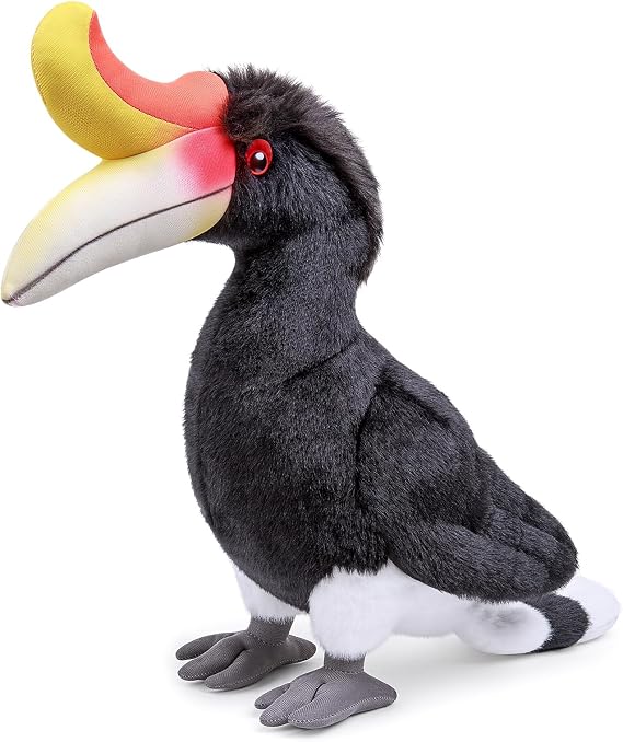 FRANKIEZHOU Malaysian Hornbill Stuffed Animal - Black Head 12 Inch,Hornbill Plush Toy, Simulation Bird Stuffed Gifts Toy for Kids