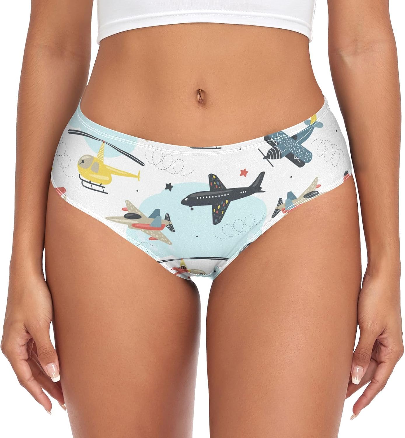 DOMIKING Air Transport Plane Womens Underwear Stretch Bikini Panties Soft Briefs for Girls Teens Women