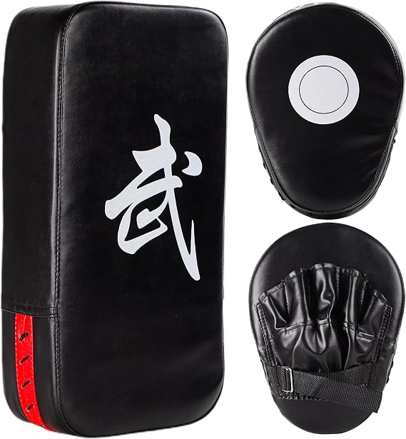2-in-1 Boxing Pads Set, Punch Mitts & Kick Pad Combo for Kids & Adults, Adjustable MMA Training Gear for Boxing, Kickboxing, Karate & Taekwondo, Shock Absorbing, Indoor Outdoor Practice