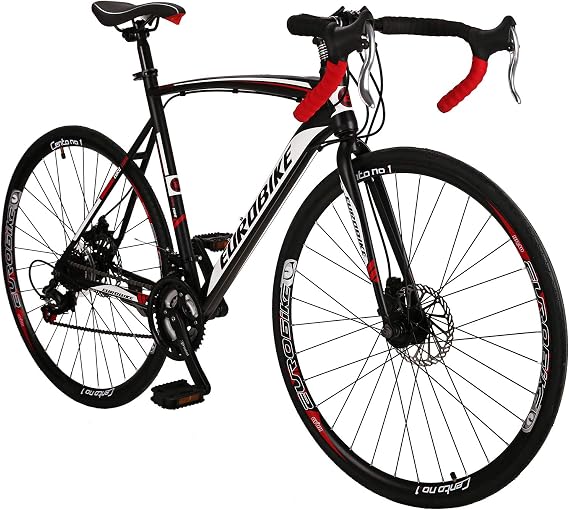 EUROBIKE Road Bike,700C Wheels 21 Speed Disc Brakes,Mens or Womens Bicycle,54cm/49cm Frame