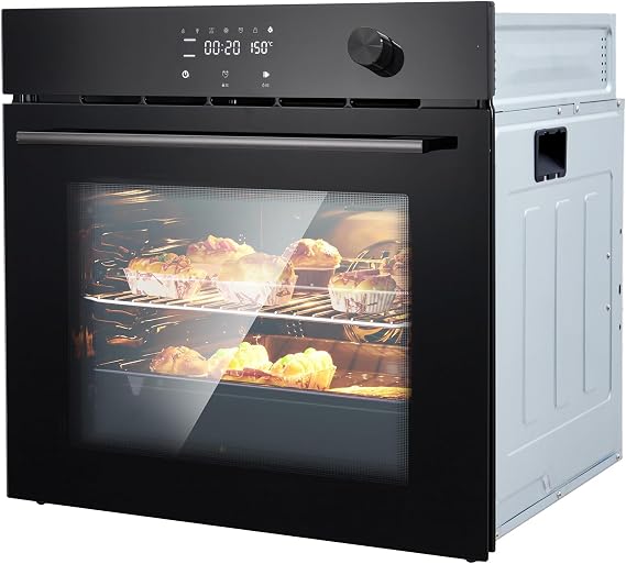 24" Built-In Electric Wall Oven, 2.5 Cu.Ft Single Wall Oven with 8 Cooking Modes, 108 Automatic Recipes, Convection Wall Oven In Stainless Steel, Touch Control, Timer, Safety Lock, 3000W