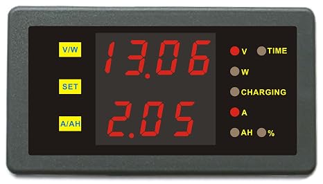 AILI Dual Display Combo Meter 90V 10A Voltage Amp Power Ah Hour for Wind Solar Boat Golf Car Motor Battery Tester