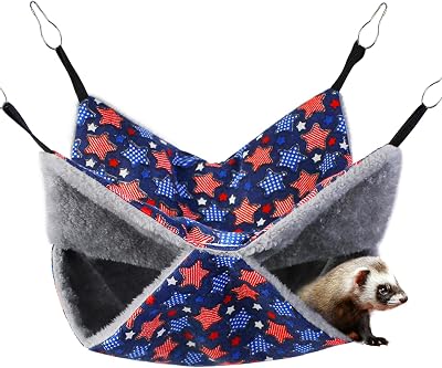 Petonfun Guinea Pig Hideout Toys, Ferret Hammock, Rat Cage Accessories Set - Large Small Animal Chinchilla Bed for Hamster, Tunnel, Squirrel, Sugar Glider - Hanging Hide, Blue