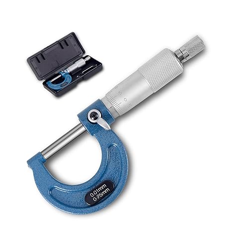 Outside Micrometer, 0-25 mm Machinist Micrometer, 0.01 mm Graduation, Alloy Precision Micrometer Set with Case