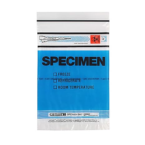 Lab Guard MGTZ69GRN Polyethylene (LDPE/LLDPE Blend) Color Coded Specimen Bag with TearZone Destroyable Biohazard Symbol (Pack of 1000)